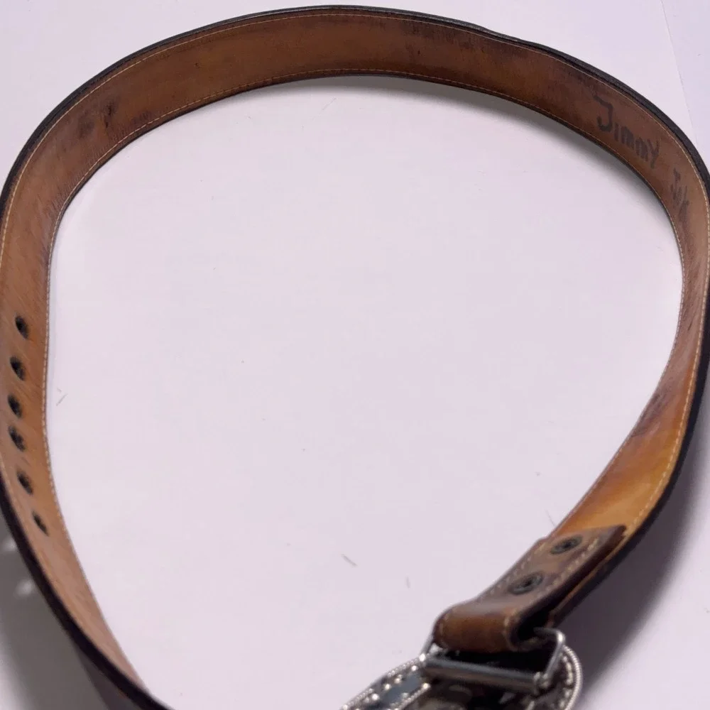 Heavy Leather Western Belt Mens‎ 44 Thai Dragon Stainless Steel Buckle